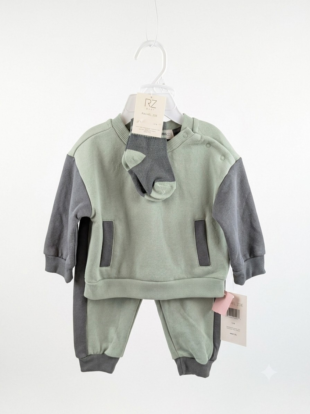 Rachel Zoe Kids Sage & Gray Two-Tone Sweatshirt & Jogger Set